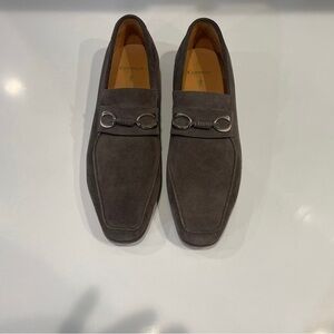 Corthay Cannes Grey/Brown suede loafer Shoes silver finis double C logo size 8.5